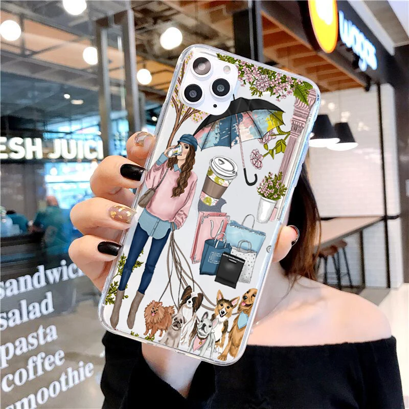 Модный Дорожный мягкий чехол для телефона из ТПУ девушек iPhone 11Pro Max 6 6s 7 8 Plus X Xs Xr