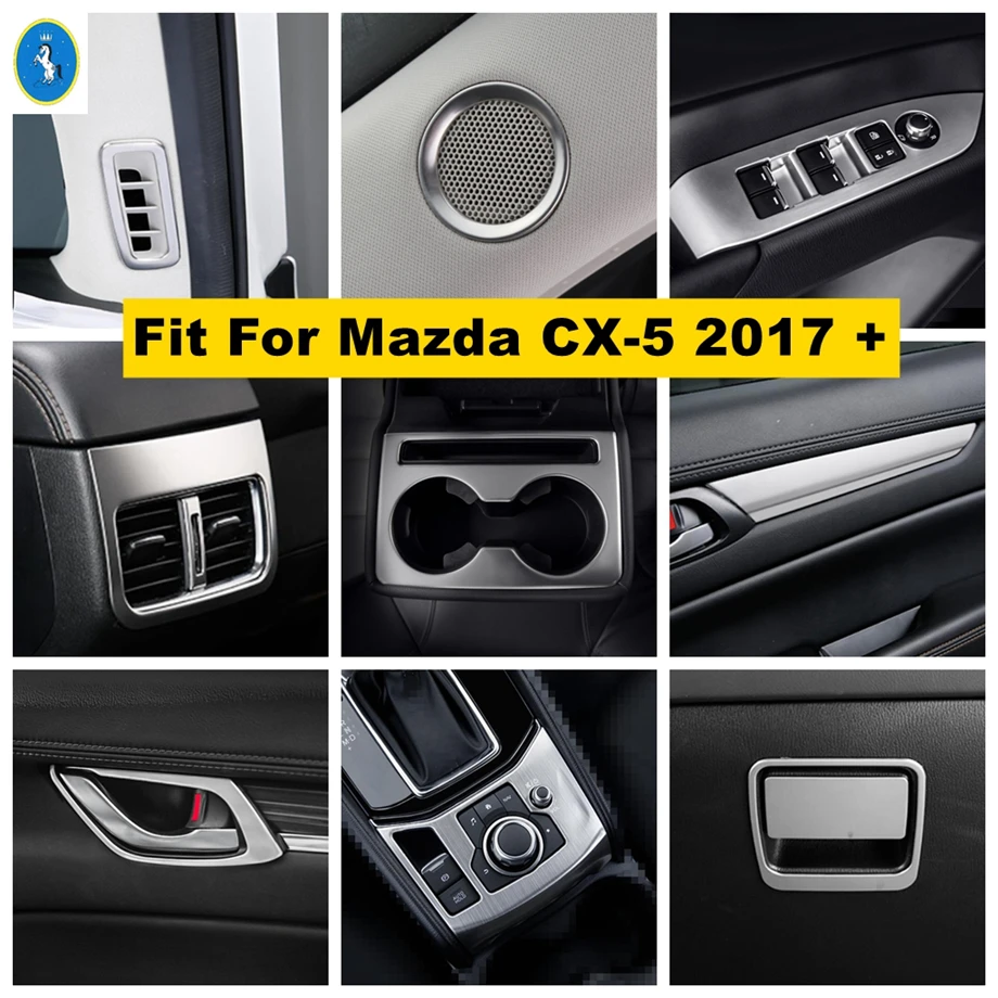 

Pillar A Speaker Water Cup Holder Air AC Gear Shift Panel Cover Trim For Mazda CX-5 CX5 2017 - 2022 Silver Interior Accessories