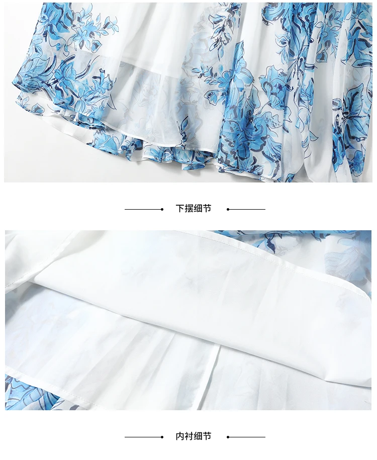 

2021 Spring Summer Vintage Floral Midi Dress Women's Elegant Bow Collar Flower Chiffon A Line Long Dress Vestdios for Women