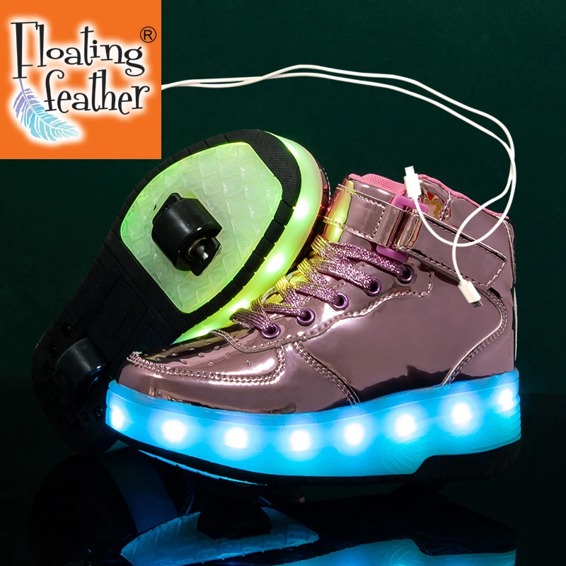 

2021 Sneakers roller shoes With two Wheels USB Led Shoes Kids Girls Children Boys Light Up Luminous Glowing Illuminated