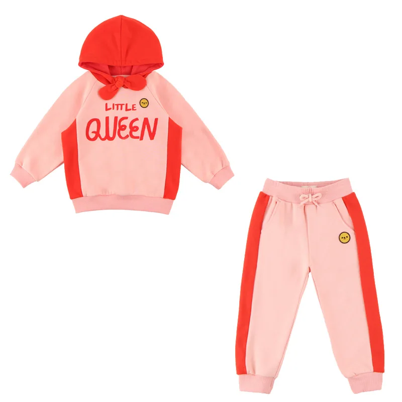 Pink Sets Комплект повседневной одежды в Корейском стиле для маленьких мальчиков и девочек, Толстовка и штаны-шаровары, Bebe De Pi*, спортивные комплекты для маленьких девочек, детская брендовая одежда - Цвет: Pink Sets