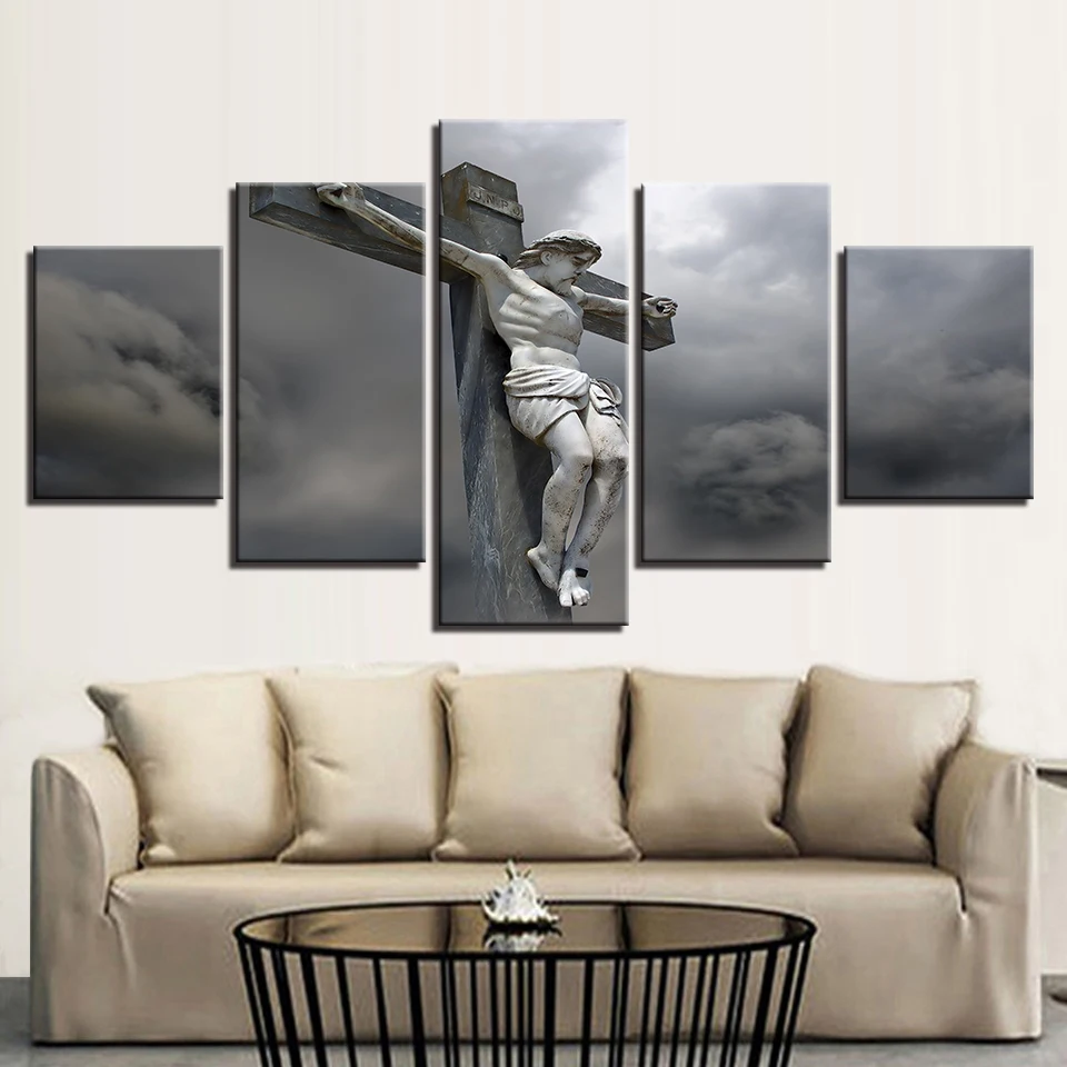 Настенные художественные картины HD печатная картина 5 панелей Иисус Христа на
