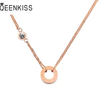 qeenkiss nc806 fine jewelry wholesale fashion woman girl birthday wedding gift round aaazircon titanium stainless steel necklace