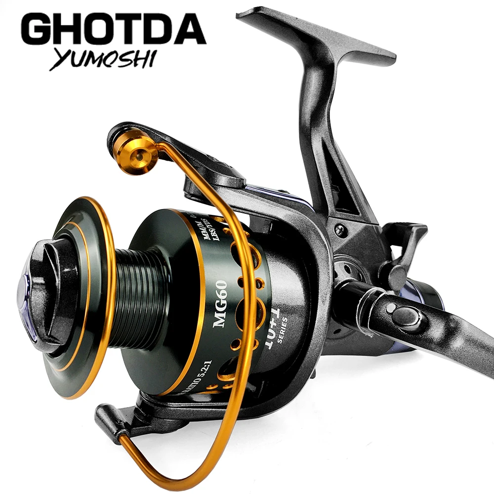 Рыболовная катушка с двойным тормозом 5 2: 1 высокоскоростная металлическая для