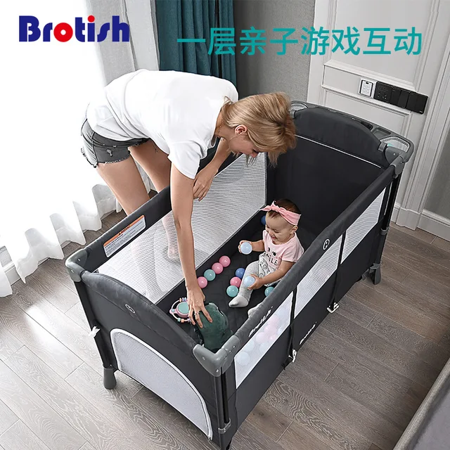 Brotish New Upgrade Multifuction Baby Crib Splicing Large Kid Bed Removable bb Portable Folding Newborn Cot Bedside Bed Cradle 3