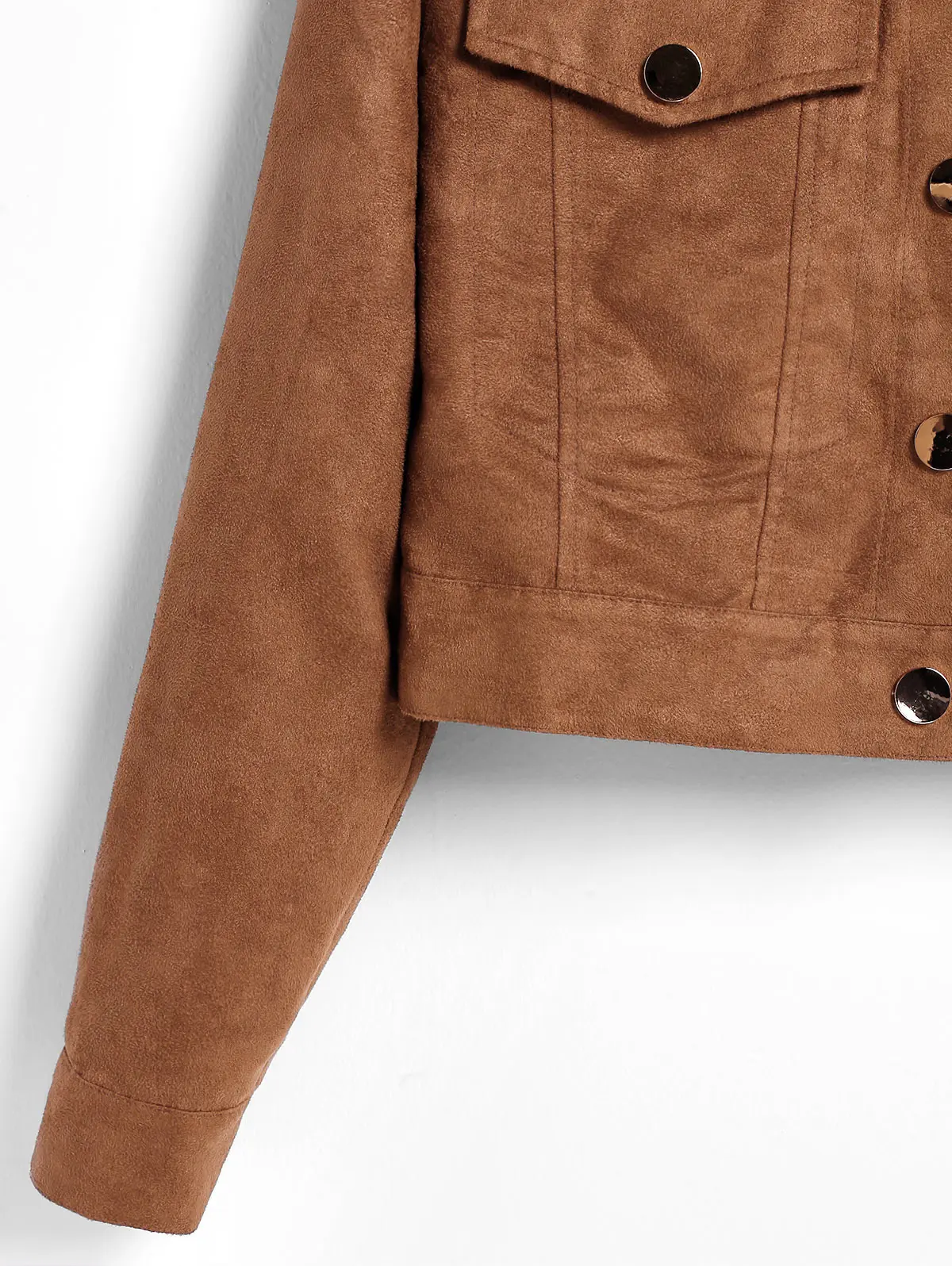 Укороченная куртка из искусственной замши с кнопками ZAFUL длинные рукава