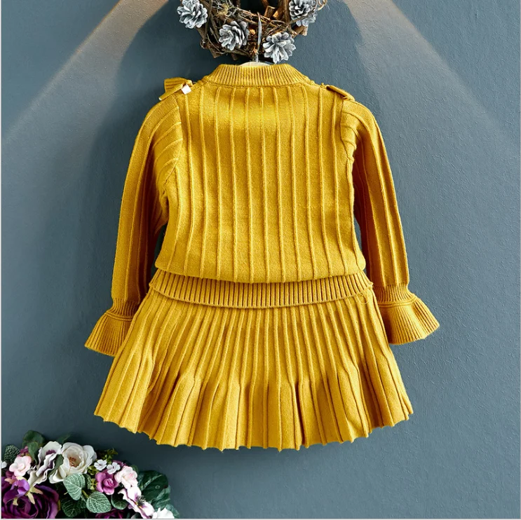 Детская одежда комплект для девочек на осень и зиму новая Корейская вязаная юбка