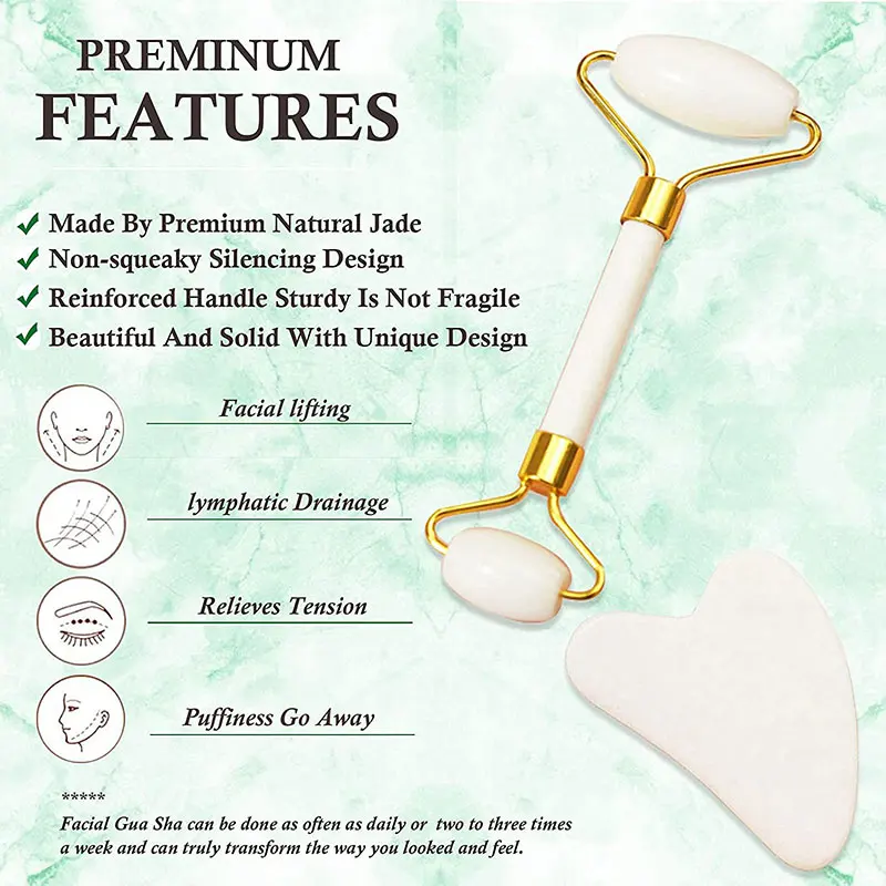 Массажер гуашный с нефритовым камнем для лица инструменты ухода за кожей