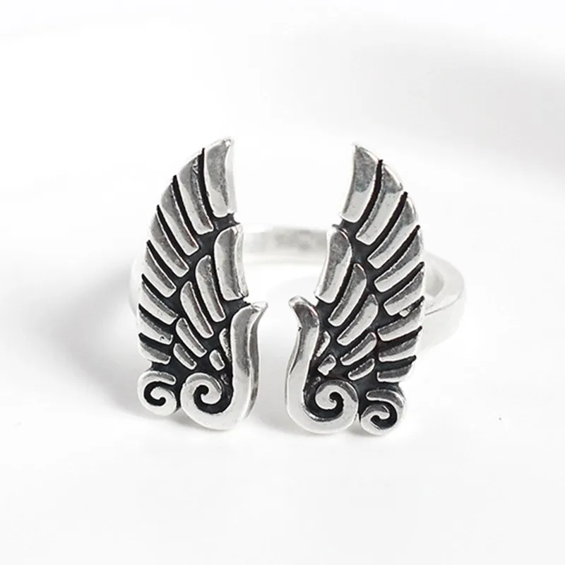 Винтажное креативное тайское серебристого цвета крылья ангела кольца для мужчин