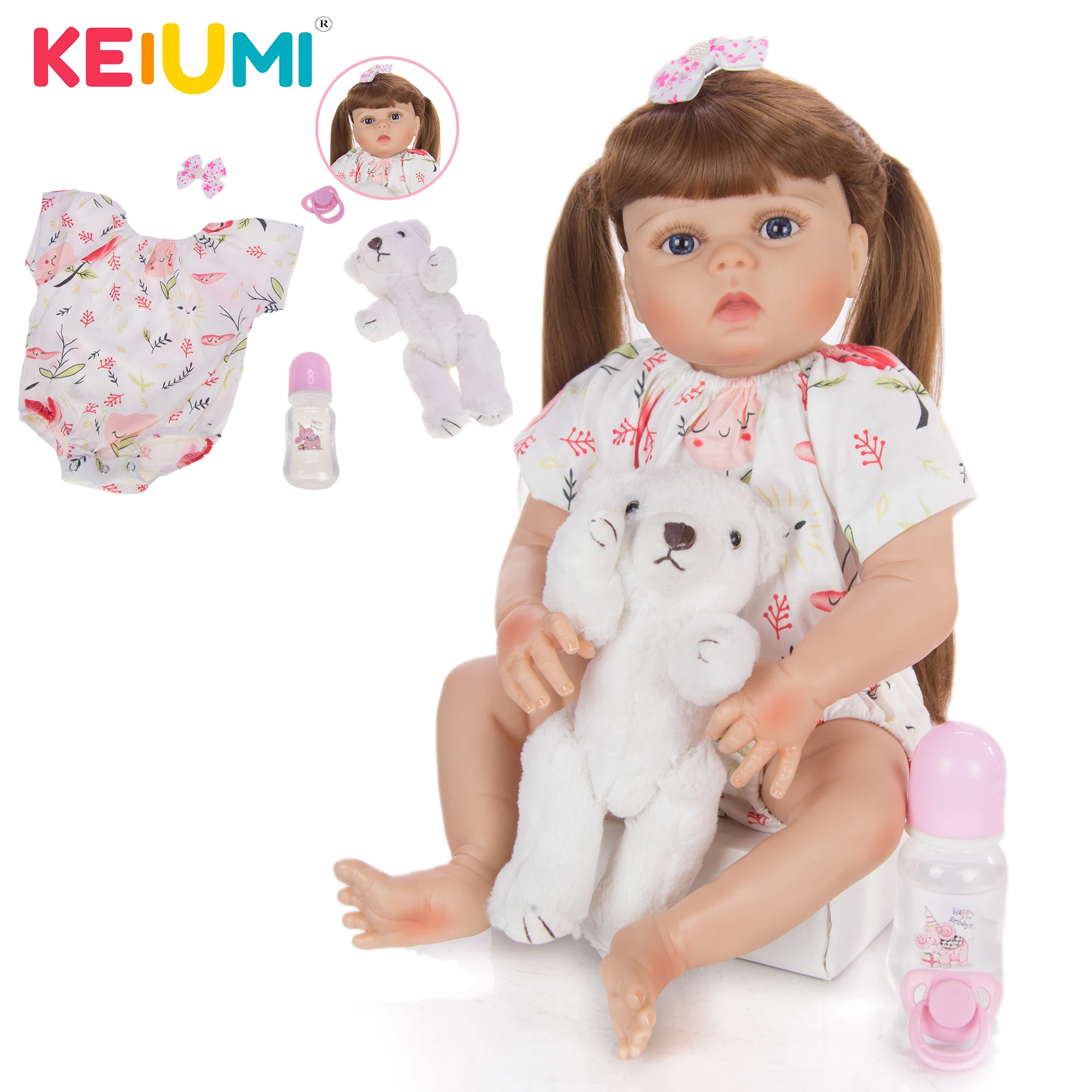 KEIUMI 57 см куклы реборн полностью силиконовые виниловые реалистичные