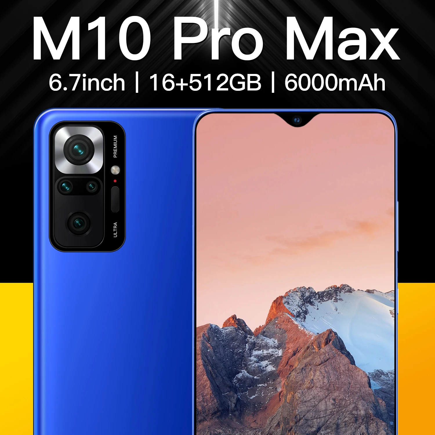 

Global Version M10 Pro Max Smartphones 6000mAh 6.7Inch Mobile Phones 16+512GB 24MP +48MP HD Camera Android10 Dual SIM Cellphones