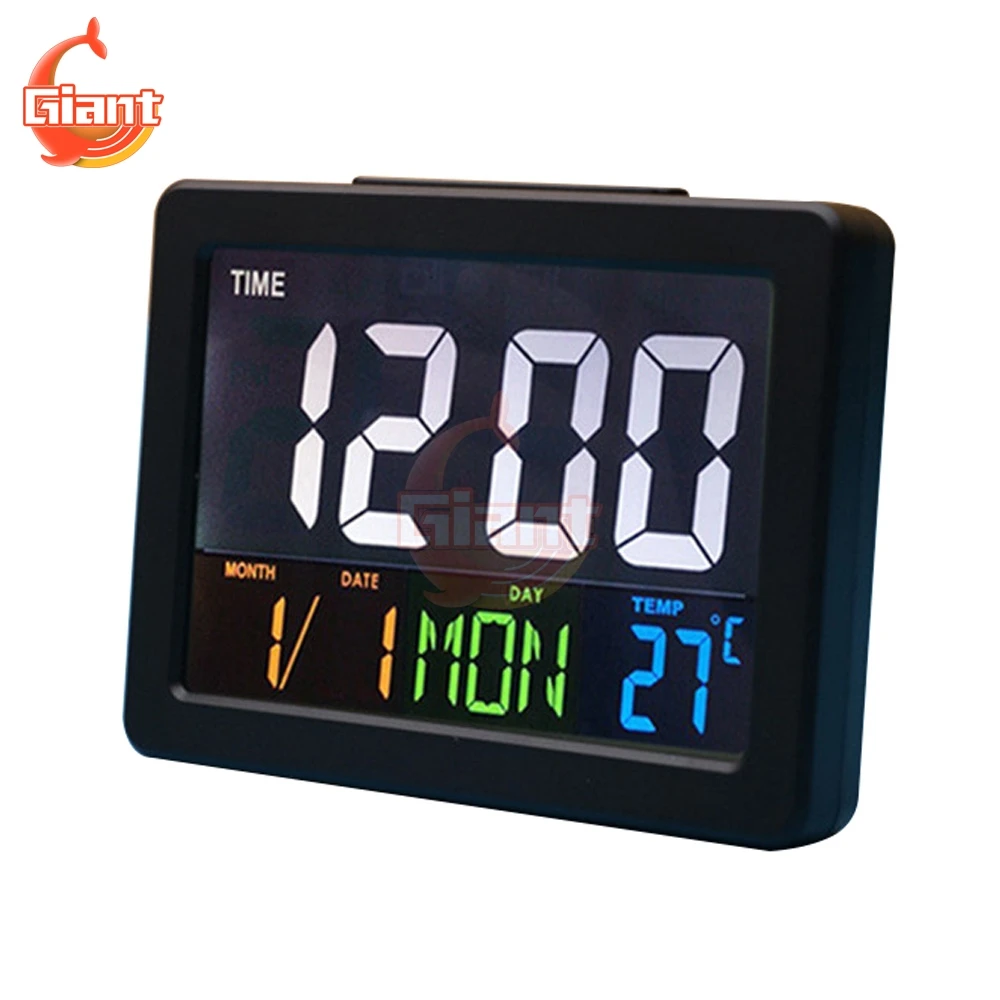 Цветные Большие ЖК экраны электронные часы с температурным будильником