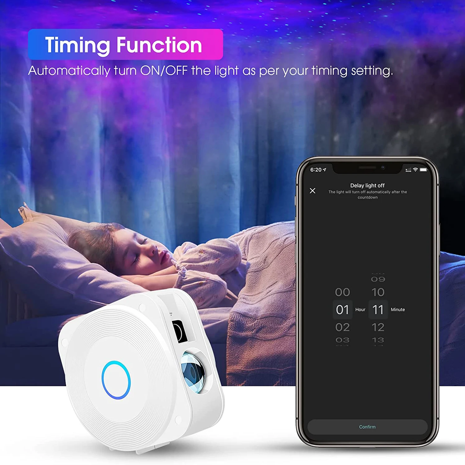 

Tuya WiFi Smart Star Projector Galaxy Laser Starry Sky Projector Night Light Waving Colorful APP Wireless Control Alexa Google