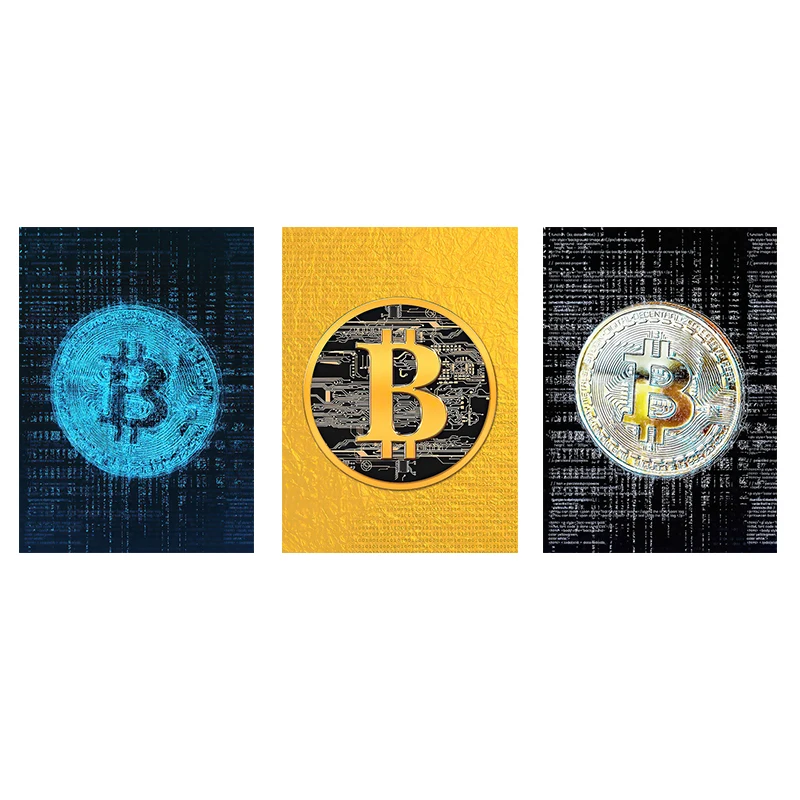 

Bitcoin art abstract canvas paintings and posters, modern minimalist wall art pictures for home decoration