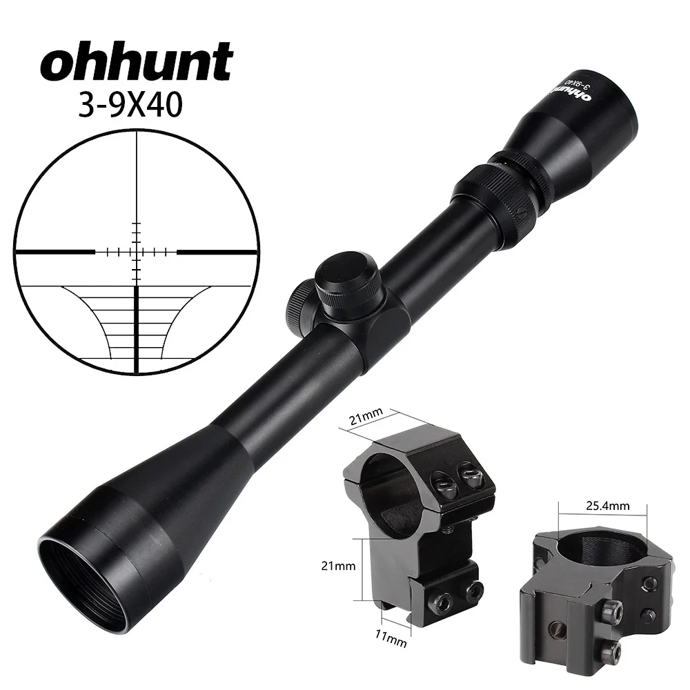 with Dovetail Rings Ohhunt 3-9X40 охотничий Воздушный прицел для винтовки провод дальномер Сетка арбалет или Mil точка прицел тактический оптический прицел - Цвет: with Dovetail Rings
