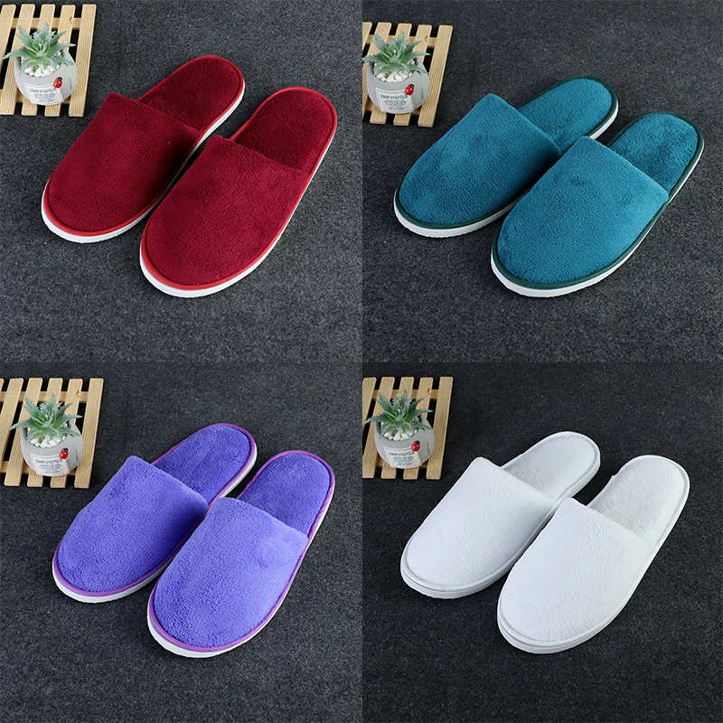 

Multi-colored Warm Coral Fleece Slippers Soft All-inclusive Disposable Slippers Hotel Solid Color Comfortable Durable Slippers