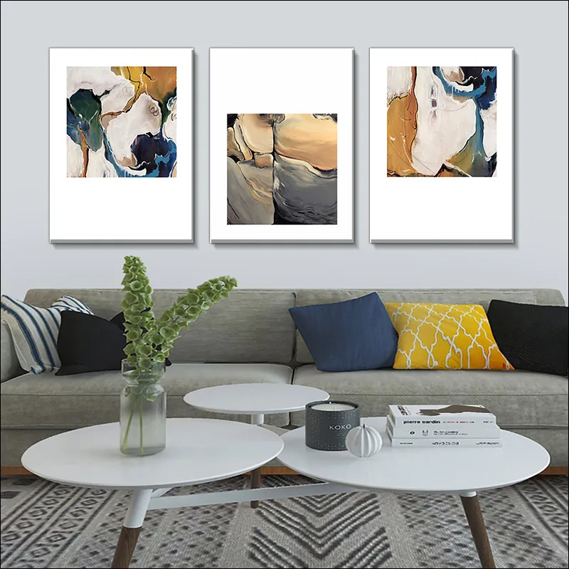 

Nordic Modern Simple Poster with Frame Geometric Line Color Block Abstract Canvas Painting Add Frame Printing, Waterproof Canva