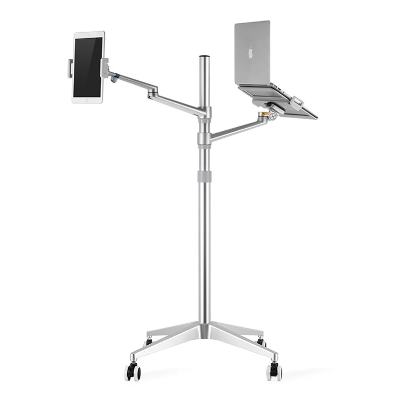 Prezzo UP-9L Multifunzionale Borsa Del Computer Portatile Supporto Da Pavimento Per Il Computer Portatile/Tablet PC/Smartphone Holder Altezza/Angolo Da Terra Regolabile In Movimento Vassoio Freno