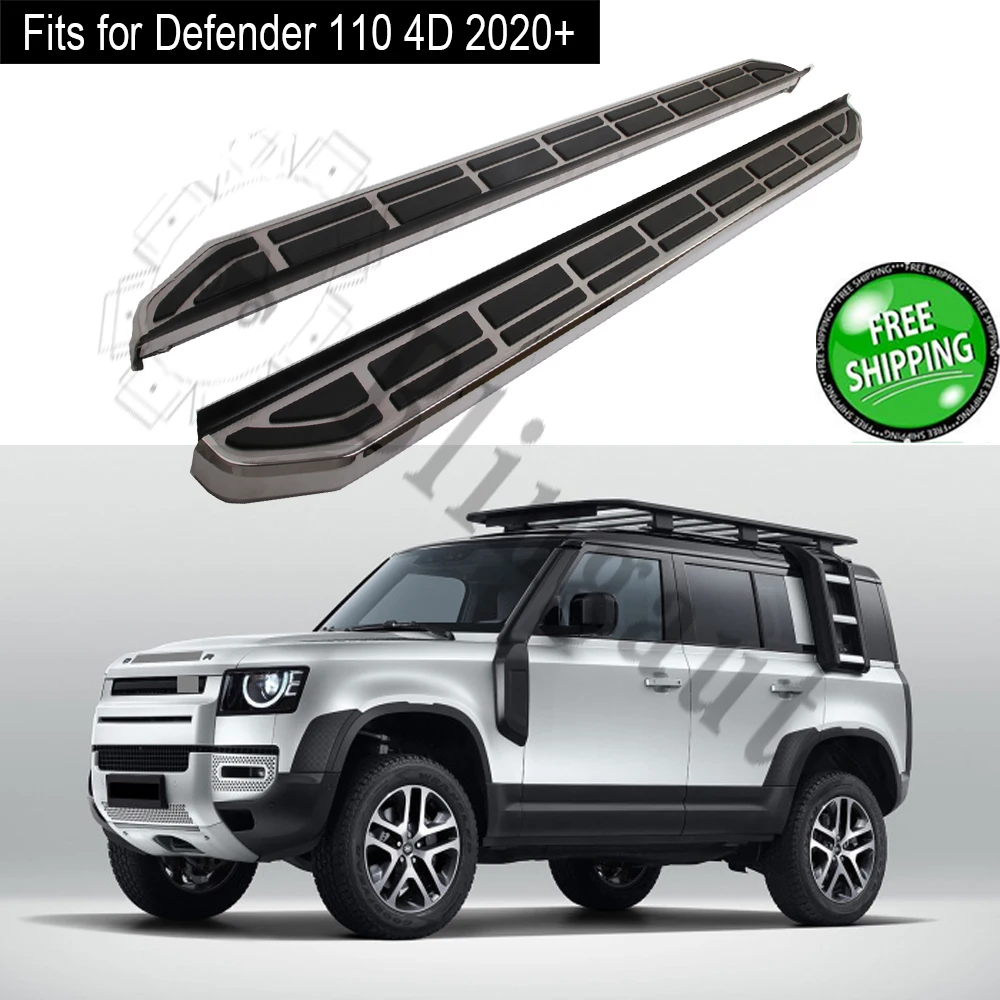 

Беговая плата подходит для L.and Rover Defender L663 4D 110 2020 2021 + боковые ступени nerf bar, автомобильная педаль, боковая лестница, боковая планка, 2 шт.