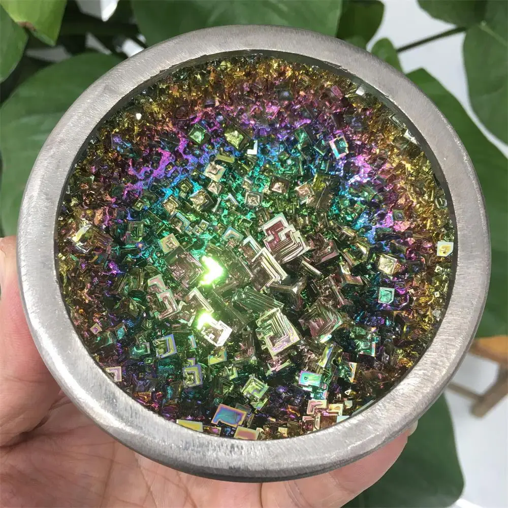 

Кристалл висмута Bismuth металлический кристалл Радуга яркая металлическая минеральная чаша образец Оригинальное натуральное художественно...