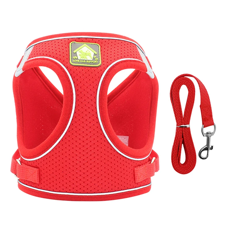 

Mesh Small And Medium Dogs Harnesses Vest Solid Reflective Dog Collars Harness Leash Sets Walking Lead Leash Dogs Accessories