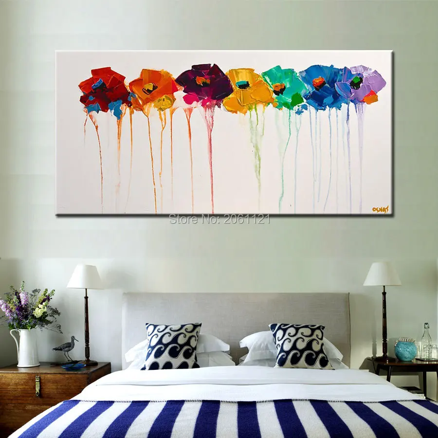 

handmade coloring Flowers painting abstract floret canvas wall picture bloom modern landscape Wall Decor picture No Framed