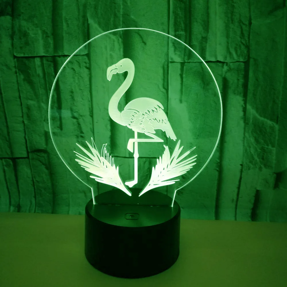 3D Led креативное Usb животное Фламинго 7 красочное визуальное художественное