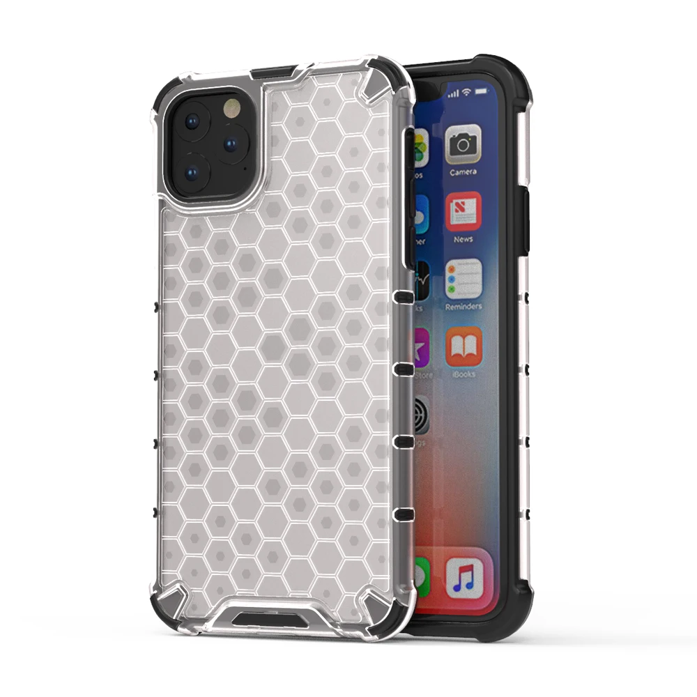 Белый 10 шт./партия противоударный бронированный чехол для iphone 11 Pro Max, Гибридный Силиконовый твёрдый PC Прозрачный чехол для iphone 11 Coque Funda - Цвет: Белый