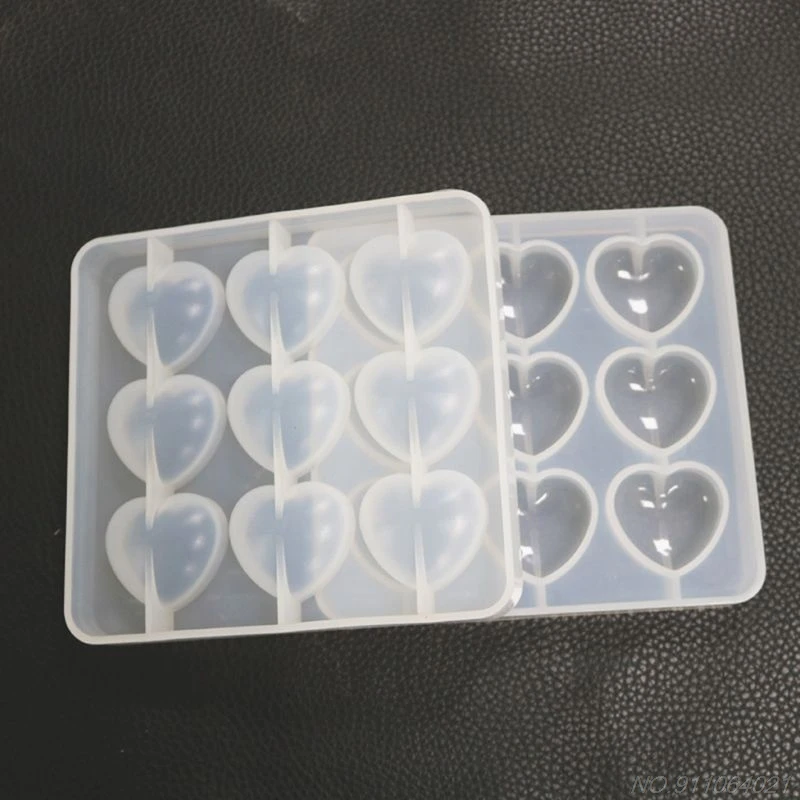 

Epoxy Mold Manual DIY Crystal 9 Hole Heart Shape Mold Silicone High Mirror Pendant Handmade Making Molds N27 20 Dropshipping
