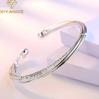 xiyanike silver color party cuff bangles bracelet for women korean fashion wedding accessories creative jewelry gifts