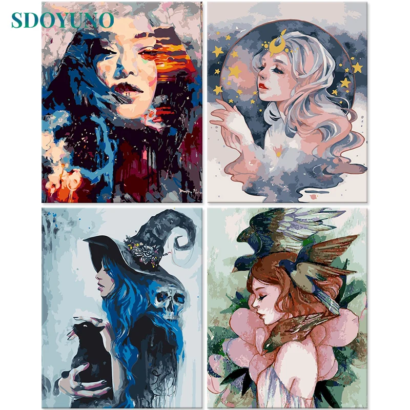 

SDOYUNO 60x75cm Paint By Numbers Frameless DIY Painting By Numbers On Cavans Flower Girl For Home Decoration Digital Painting