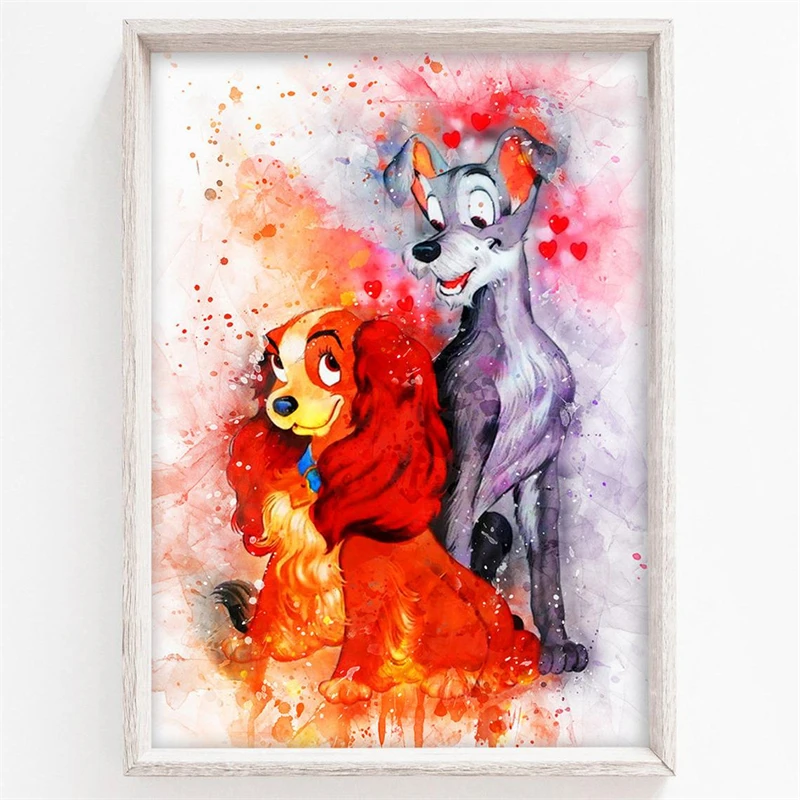 Disney Lady and The Tramp настенная Картина на холсте скандинавские постеры и принты