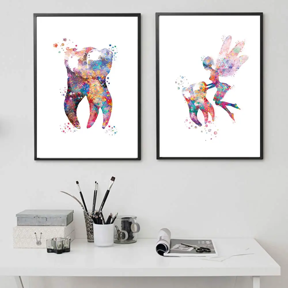 Картина с абстрактной зубами Художественная печать стоматологический гигиенист