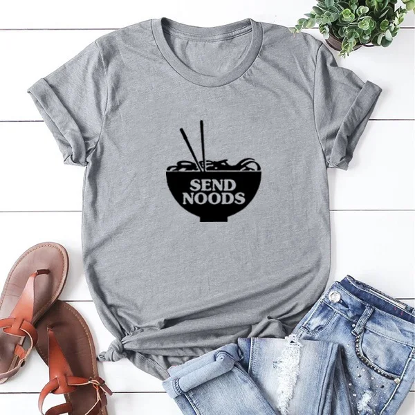 Футболка с принтом Noods женская футболка круглым вырезом хлопковая коротким