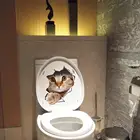 3D наклейки на стену в виде кошек, наклейки на унитаз с отверстием, яркие собаки, ванная комната для украшения дома, наклейки с животными, постер