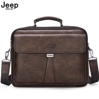 jeep buluo mens business briefcase laptop bag waterproof split leather men computers handbags man shoulder travel bags