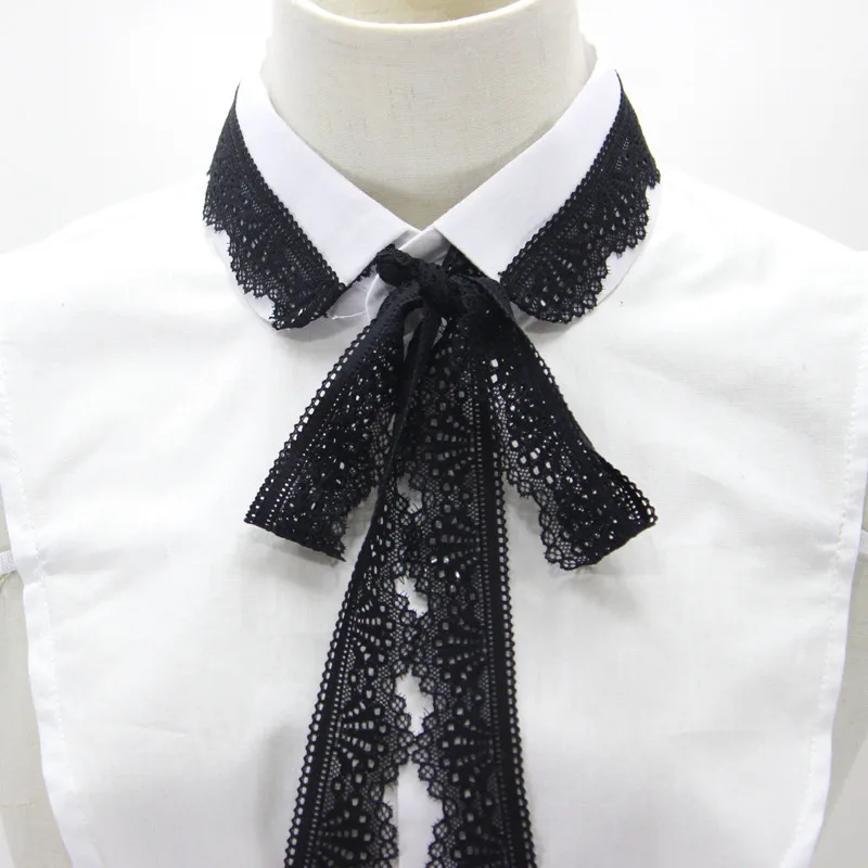 

Classic Black White False Collars Bow Tie Lace Fake Collar Blazer Decorative Changeable Shape Clothes Accessories