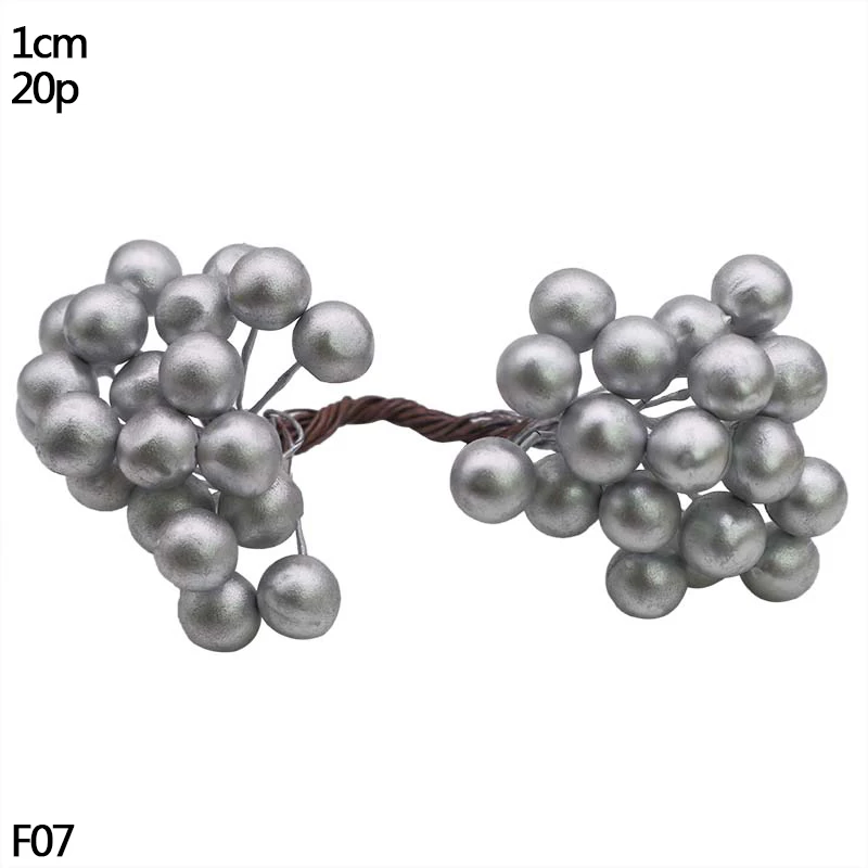 S07-20pcs silver Золотой Серебряный цветок вишня тычинки ягоды Набор DIY Рождество Свадьба День Рождения Вечеринка украшения DIY ВЕНОК ремесло цветок тычинки - Цвет: S07-20pcs silver