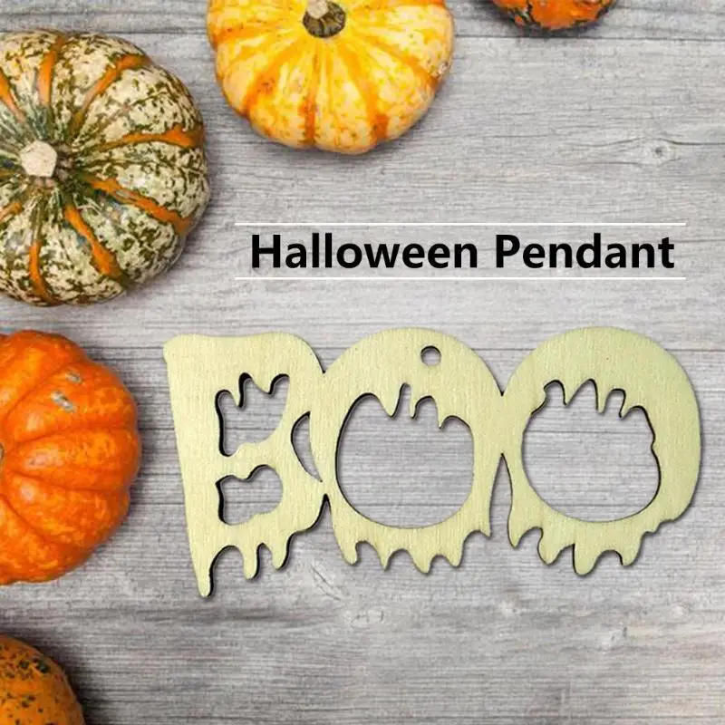 10 шт. деревянные бу Цепи слово Подвески ручной работы для Хэллоуина Крытый