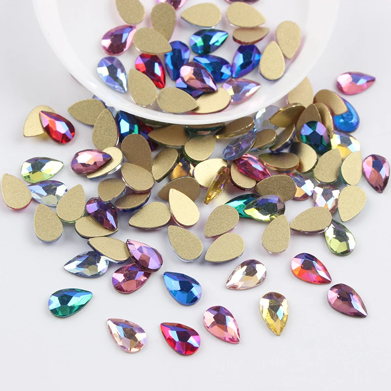 Новый Цвет Кристалл AB Стразы для ногтей Кристальные камни стеклянные стразы