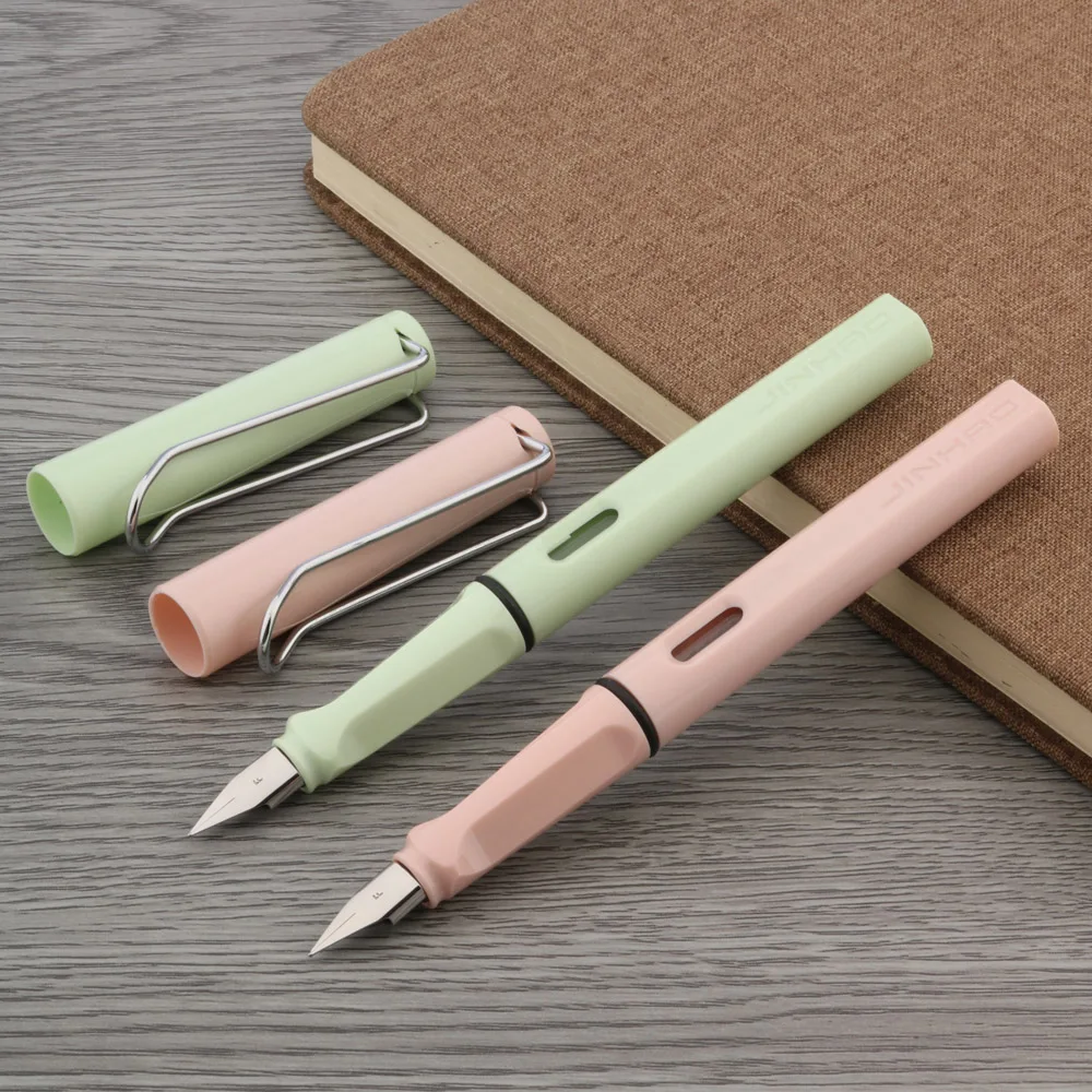 

High Quality Brand Jinhao Fashion Fountain Pen Starry Plastic Finance Classic Macaron Pink EF Ink Pen Office School Supplies New