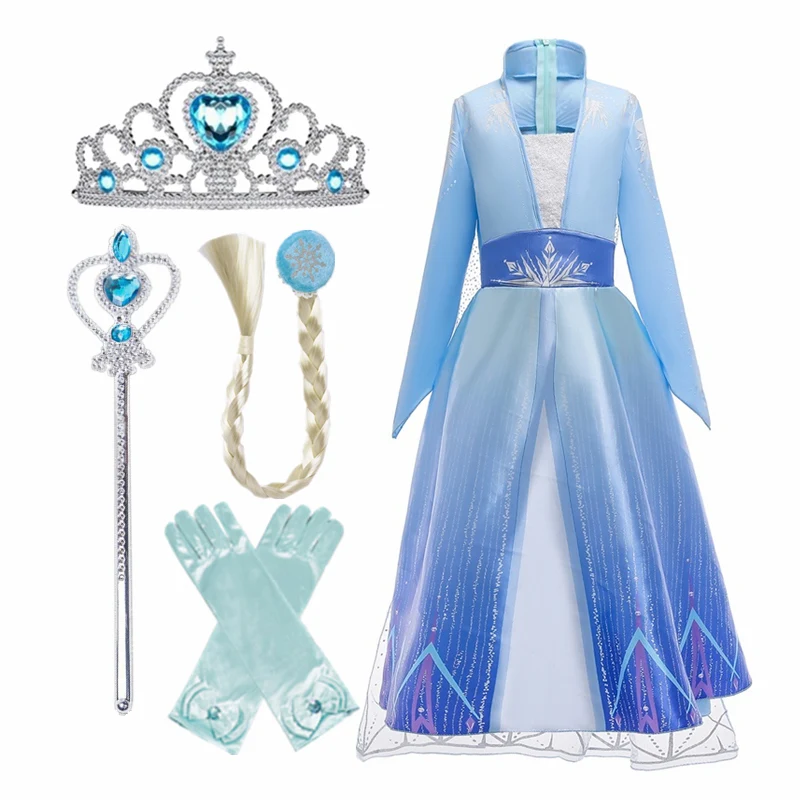 Платье принцессы с длинным рукавом для девочек Snow 2 платье косплея костюм на