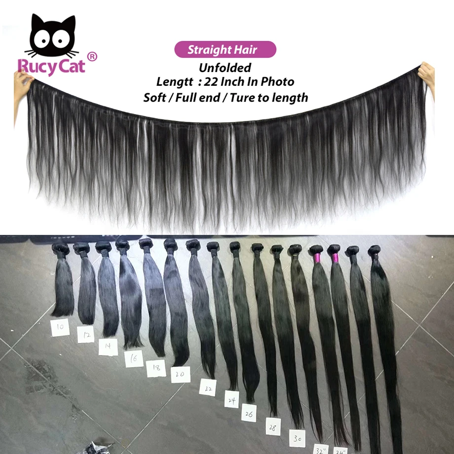 Прямые пряди 36 38 40 дюймов в наличии 100% человеческие волосы Rucycat индийские Remy для