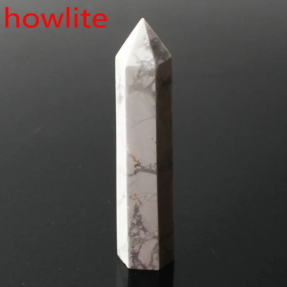 howlite Кристалл обелиск точка палочка ювелирные изделия Красочные Флюорит розовый кварц исцеление чакры в рейки декоративная статуэтка Фигурное ожерелье подарок - Цвет: howlite