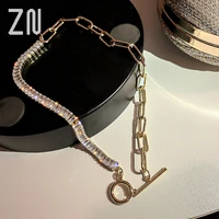 zn new fashion cubic zircon crystal choker necklaces for women geometric rhinestone necklaces statement jewelry gifts