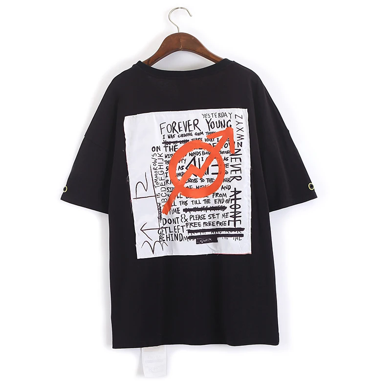 

Hip-hop Women Clothes 2019 Summer Women Cotton O-neck Letter Print T- Shirt Female Loose Large Size Street Style Tops D22