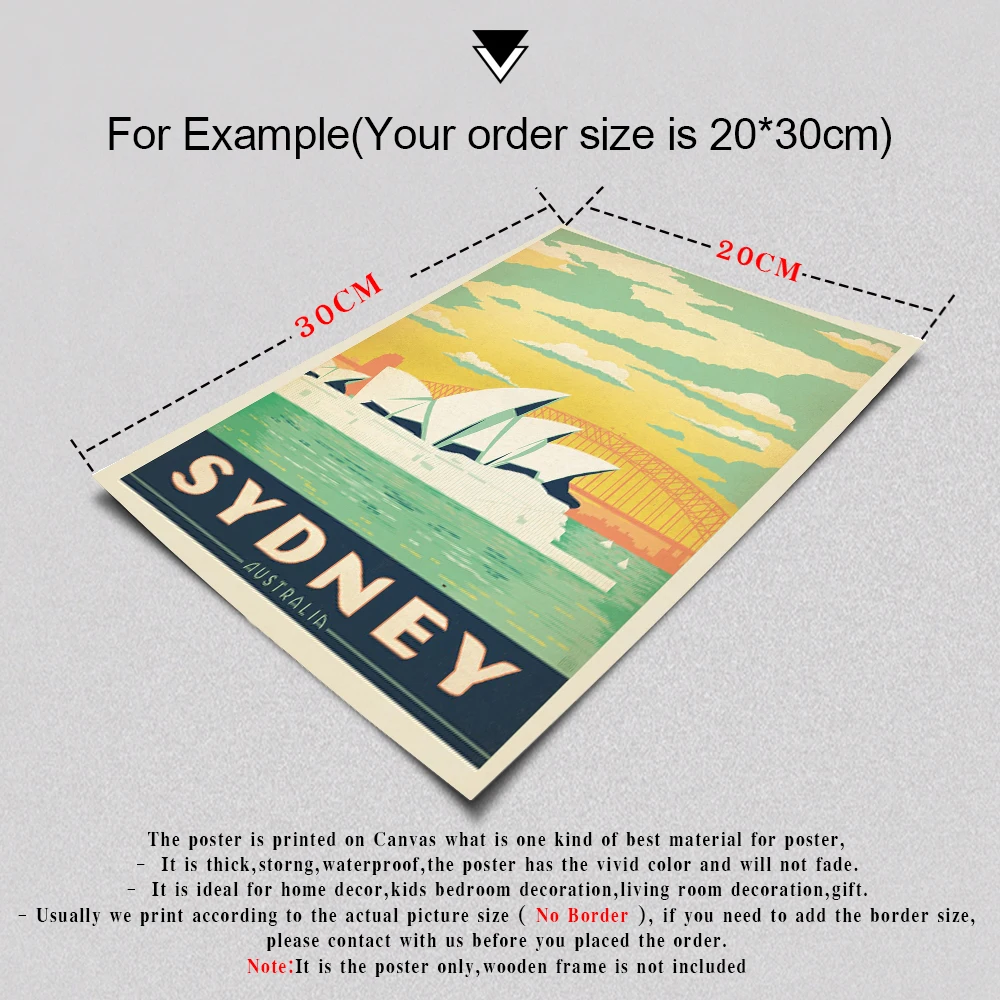 Дорожные плакаты известного города Сидней Австралия мультяшный пейзаж холст