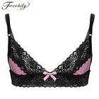 Бюстгальтер мужской с цветочной кружевной отделкой, эротическое нижнее белье для геев, без косточек, без подкладки, с регулируемыми бретелями