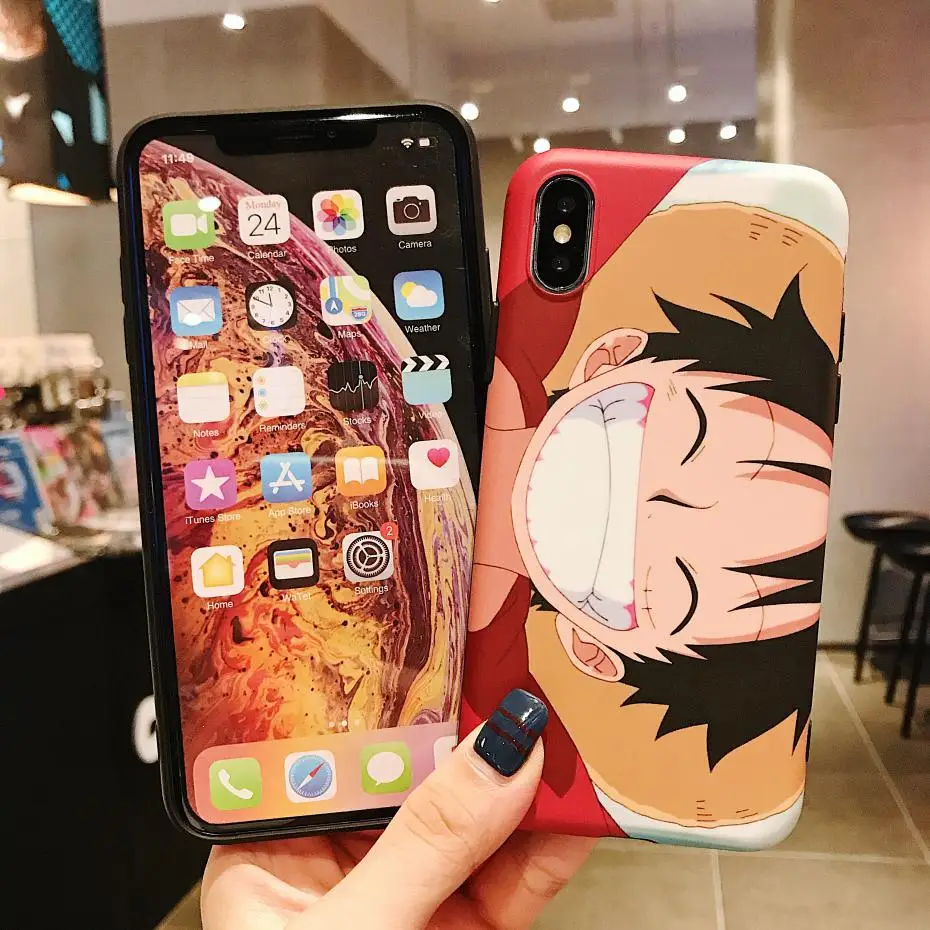 

Cartoon anime Anime Luffy Couple Phone Cover Case For Iphone X 11 pro Xs Max Xr 10 8 7 6 6s Plus Luxury Soft Coque Fundas