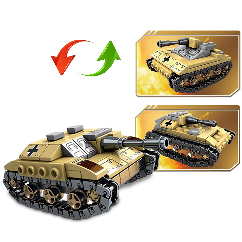 

1061PCS 8in2 WW2 Army Truck Tank Building Block Military Car Plane Weapon Soldier Figure Model Bricks Toys for Children